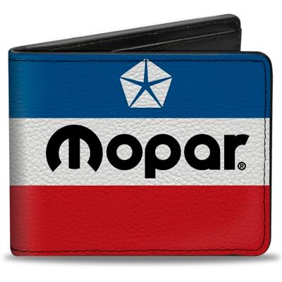 Buckle-Down herr dubbelvikt plånbok mopp, moopar, 10 cm x 8,9 cm, moopar plånbok, bifold, Mopar Chrysler logotyp vit blå röd svart, veganskt läder Buckle-Down herr dubbelvikt plånbok mopp, moopar, 10 cm x 8,9 cm, moopar plånbok, bifold, Mopar Chrysler logotyp vit blå röd svart, veganskt läder