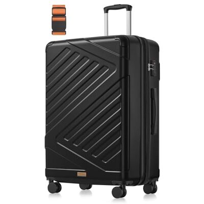 SONGMICS resväska, hårt skal med TSA-lås, resväska, ABS-trolley, 4 tvillinghjul, utbyggbar, XL, 75 cm, bläcksvart RLP003B101 SONGMICS resväska, hårt skal med TSA-lås, resväska, ABS-trolley, 4 tvillinghjul, utbyggbar, XL, 75 cm, bläcksvart RLP003B101