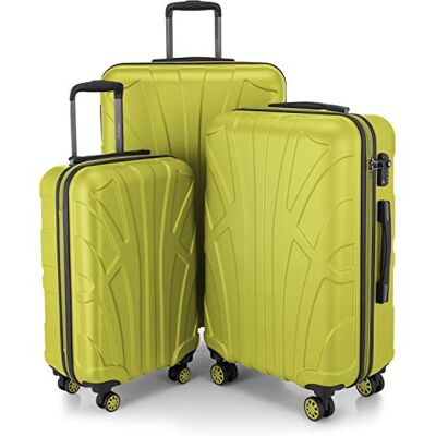 suitline Resväskset 3 delar ABS hård skal kabin 55 cm mellan 66 cm stor 76 cm expanderbar med TSA lås 4 dubbla hjul teleskophandtag, ormbunksgrön suitline Resväskset 3 delar ABS hård skal kabin 55 cm mellan 66 cm stor 76 cm expanderbar med TSA lås 4 dubbla hjul teleskophandtag, ormbunksgrön