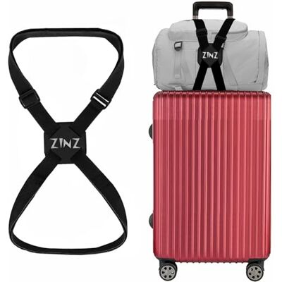 ZINZ Bagagerem, högelastisk resväska Justerbar bältesväska Bungees med spännen och mer applikationer,Svart ZINZ Bagagerem, högelastisk resväska Justerbar bältesväska Bungees med spännen och mer applikationer,Svart