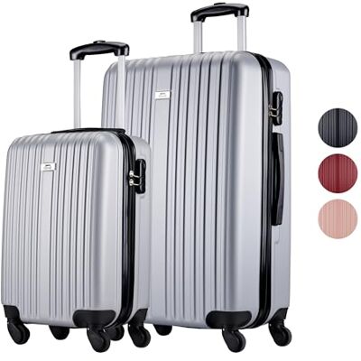 Slazenger Set med 2 stycken/3 delar – handväska och resväska stor – ABS hårt fodral set – resväska set med 360° hjul och kombinationslås – rullväska, silver, 2-Teilig, resväska set silver Slazenger Set med 2 stycken/3 delar – handväska och resväska stor – ABS hårt fodral set – resväska set med 360° hjul och kombinationslås – rullväska, silver, 2-Teilig, resväska set silver