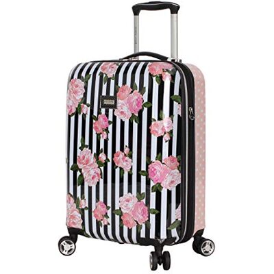 Betsey Johnson Designer 50 cm handbagage – expanderbart (ABS + PC) hårt bagage – lätt hållbar resväska med 8-rullande snurrhjul för kvinnor, Randiga rosor, 20 inches Betsey Johnson Designer 50 cm handbagage – expanderbart (ABS + PC) hårt bagage – lätt hållbar resväska med 8-rullande snurrhjul för kvinnor, Randiga rosor, 20 inches