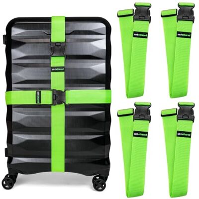 Untethered Obundna 4-pack bagageremmar Bälten för att hålla din resväska säker när du reser, premiumtillbehör för stängning av resväska Untethered Obundna 4-pack bagageremmar Bälten för att hålla din resväska säker när du reser, premiumtillbehör för stängning av resväska