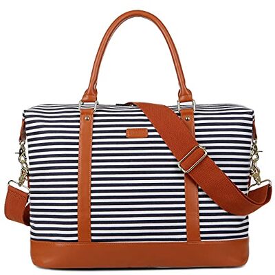 Baosha HB-28 damer kvinnor canvas resa weekendväska övernattning handbagage duffel tygväska, BLÅ, 16 x 12 x 8 inch, Modern/åtsittande Baosha HB-28 damer kvinnor canvas resa weekendväska övernattning handbagage duffel tygväska, BLÅ, 16 x 12 x 8 inch, Modern/åtsittande