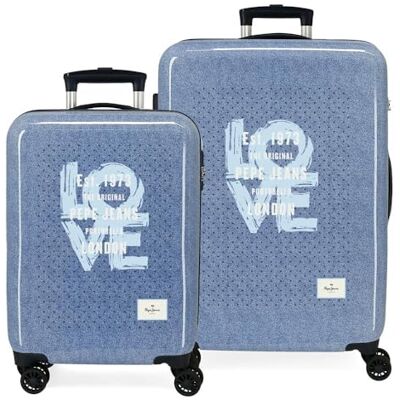 Pepe Jeans Noni Denim Resväska Set Blå 55/65 cm Styv 6 kg Sidokombinationslås ABS 6 kg 91 L Handbagage av Joumma Bags, Blå, Talla única, Bagageset Pepe Jeans Noni Denim Resväska Set Blå 55/65 cm Styv 6 kg Sidokombinationslås ABS 6 kg 91 L Handbagage av Joumma Bags, Blå, Talla única, Bagageset