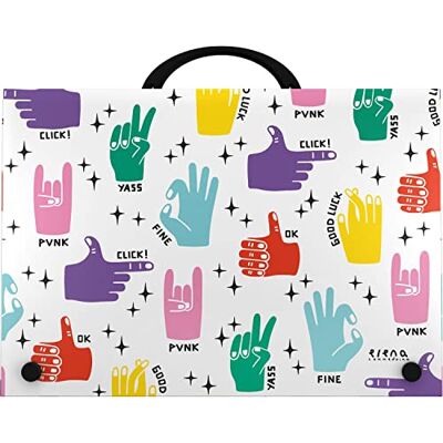 Grafoplás 37402443. Skolväska med handtag, Polypropylen Kollektion Elena Corredoira, Hands Grafoplás 37402443. Skolväska med handtag, Polypropylen Kollektion Elena Corredoira, Hands