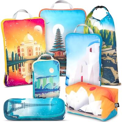TRIPPED Travel Gear Stora förpackningskuber för resor – extra stor komprimering packkub bagage organisatörer 7 delar set – ultralätt, expanderbara/kompressionspåsar för kläder från TRIPPED reseutrustning (Bucketlist) TRIPPED Travel Gear Stora förpackningskuber för resor – extra stor komprimering packkub bagage organisatörer 7 delar set – ultralätt, expanderbara/kompressionspåsar för kläder från TRIPPED reseutrustning (Bucketlist)