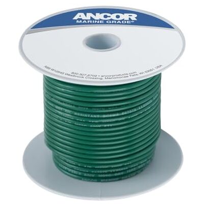 Ancor 104350 marin kvalitet elektrisk primär konserverad koppar båttändningar (14-Gauge, grön, 500 fot) Ancor 104350 marin kvalitet elektrisk primär konserverad koppar båttändningar (14-Gauge, grön, 500 fot)