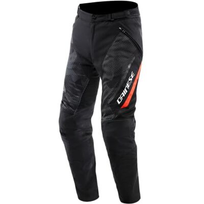 Dainese Drake 2 Super Air Tex Pants, lätta motorcykelbyxor i tyg med avtagbara skydd, sommar, svart/antracit/rött, 50 Dainese Drake 2 Super Air Tex Pants, lätta motorcykelbyxor i tyg med avtagbara skydd, sommar, svart/antracit/rött, 50