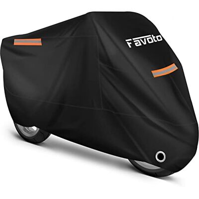 Favoto Motorcykelskydd, vattentätt motorcykelöverdrag för utomhusbruk, 210T, Oxford-tyg, UV-beständig, repbeständig, värmebeständig med reflekterande remsa för skoter moppad motocross 220 x 105 x 125 Favoto Motorcykelskydd, vattentätt motorcykelöverdrag för utomhusbruk, 210T, Oxford-tyg, UV-beständig, repbeständig, värmebeständig med reflekterande remsa för skoter moppad motocross 220 x 105 x 125