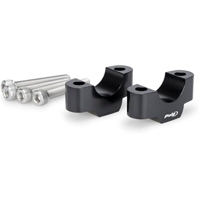 Puig 22037N Risers, Hi-Tech Parts styre höjare med 20 mm höjd och Ø 29,2 mm, CNC-bearbetad i anodiserad aluminium för att förbättra ergonomi och stil när du kör din motorcykel, svart Puig 22037N Risers, Hi-Tech Parts styre höjare med 20 mm höjd och Ø 29,2 mm, CNC-bearbetad i anodiserad aluminium för att förbättra ergonomi och stil när du kör din motorcykel, svart