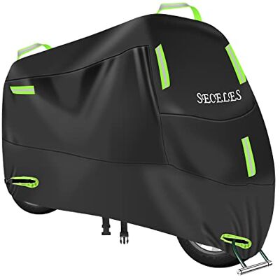 seceles Motorcykelskydd, vattentätt, utomhus, alla väder, 300D, Oxford-tyg, 2 vindtäta spännen, 7 reflekterande ränder, vattentät, innertejp, Funda para Moto skydd mot sol, regn, damm, snö (XL: 218 cm x 94 cm seceles Motorcykelskydd, vattentätt, utomhus, alla väder, 300D, Oxford-tyg, 2 vindtäta spännen, 7 reflekterande ränder, vattentät, innertejp, Funda para Moto skydd mot sol, regn, damm, snö (XL: 218 cm x 94 cm