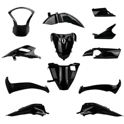 one Ony by Camamoto komplett plastbeklädnadsset för Honda SH 125–150 cc start och stopp, byggår 2013–2014–2015–2016, glänsande svart färg, 13 delar one Ony by Camamoto komplett plastbeklädnadsset för Honda SH 125–150 cc start och stopp, byggår 2013–2014–2015–2016, glänsande svart färg, 13 delar