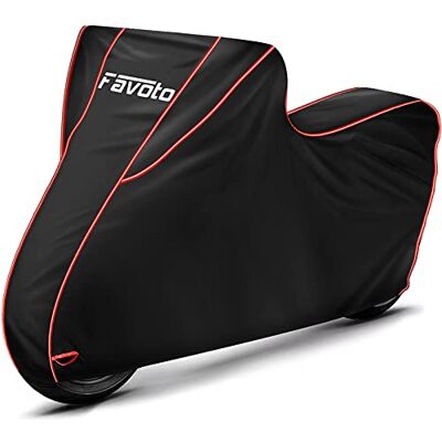 Favoto Förbättrad version vattentätt motorcykelskydd motorcykel presenning motorcykel garage skoter skydd XXL utomhus svart röd 300D med långa reflektionsremsor klicklås elastiskt band Favoto Förbättrad version vattentätt motorcykelskydd motorcykel presenning motorcykel garage skoter skydd XXL utomhus svart röd 300D med långa reflektionsremsor klicklås elastiskt band
