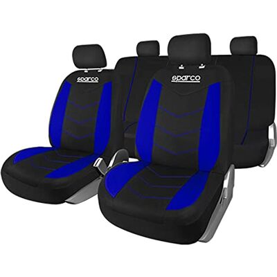 Sparco 9 delar sätesöverdrag set svart/blå Sparco 9 delar sätesöverdrag set svart/blå