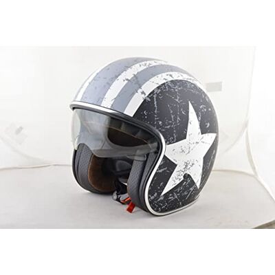 Origine Helmets 202537028101802 Sprint Rebel Star Öppen Ansiktshjälm, Vit/Grå, XS Origine Helmets 202537028101802 Sprint Rebel Star Öppen Ansiktshjälm, Vit/Grå, XS