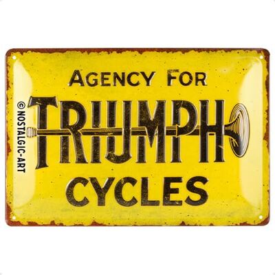 ART Plåtskylt i retrostil, 20 x 30 cm, Triumph – Agency for Cycles – Presentidé för mc-åkare, Official License Product (OLP), av metall, vintagedesign ART Plåtskylt i retrostil, 20 x 30 cm, Triumph – Agency for Cycles – Presentidé för mc-åkare, Official License Product (OLP), av metall, vintagedesign