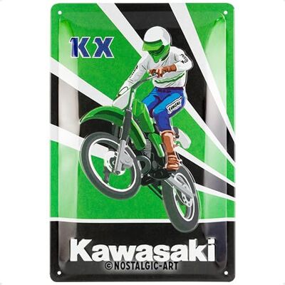 ART Plåtskylt i retrostil, 20 x 30 cm, Kawasaki – KX Motocross – Presentidé för mc-åkare, Official License Product (OLP), av metall, vintagedesign ART Plåtskylt i retrostil, 20 x 30 cm, Kawasaki – KX Motocross – Presentidé för mc-åkare, Official License Product (OLP), av metall, vintagedesign