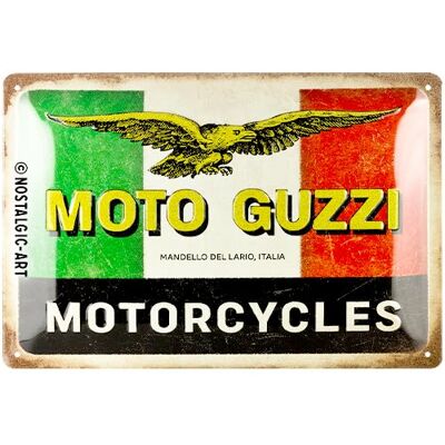 ART Plåtskylt i retrostil, 20 x 30 cm, Moto Guzzi – Motorcycles Italia – Presentidé för mc-åkare, Official License Product (OLP), av metall, vintagedesign ART Plåtskylt i retrostil, 20 x 30 cm, Moto Guzzi – Motorcycles Italia – Presentidé för mc-åkare, Official License Product (OLP), av metall, vintagedesign