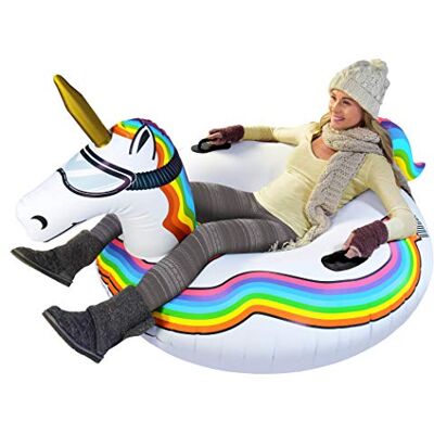 GoFloats vinter snötub – enhörning – den ultimata släden och kälke, vit GoFloats vinter snötub – enhörning – den ultimata släden och kälke, vit