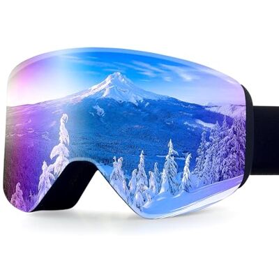 Dizokizo Skidglasögon Utbytbara Cylindriska Linser för Skidåkning Snowboard Anti-dimma och 100% UV-skydd Tredubbelt Andningsbart Skum Präglat Band Universell Passform för Kvinnor Män Dizokizo Skidglasögon Utbytbara Cylindriska Linser för Skidåkning Snowboard Anti-dimma och 100% UV-skydd Tredubbelt Andningsbart Skum Präglat Band Universell Passform för Kvinnor Män