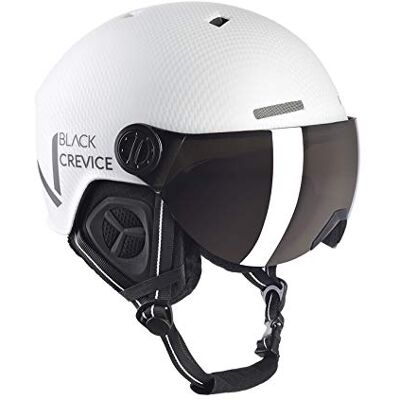 Black Crevice unisex – vuxen skidhjälm olja med visir, vit kolmatt/svart, S (51-54 cm) Black Crevice unisex – vuxen skidhjälm olja med visir, vit kolmatt/svart, S (51-54 cm)