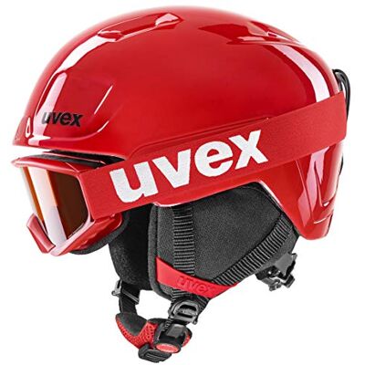Uvex heyya set skidhjälm inkl. skidglasögon för barn individuell storleksanpassning kontrasthöjande red-black 46-50 cm Uvex heyya set skidhjälm inkl. skidglasögon för barn individuell storleksanpassning kontrasthöjande red-black 46-50 cm