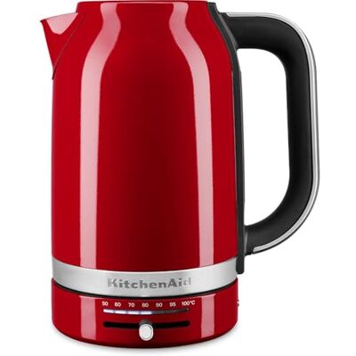 KitchenAid Vattenkokare med temperaturkontroll 1,7 l 50 °C till 100 °C rostfritt stål enkel vägg retro design droppsäker kejsarröd KitchenAid Vattenkokare med temperaturkontroll 1,7 l 50 °C till 100 °C rostfritt stål enkel vägg retro design droppsäker kejsarröd