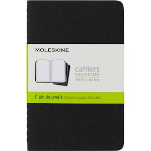Moleskine S04916 Cahier Notebook- Set of 3- Plain- Pocket- Black, (QP313)