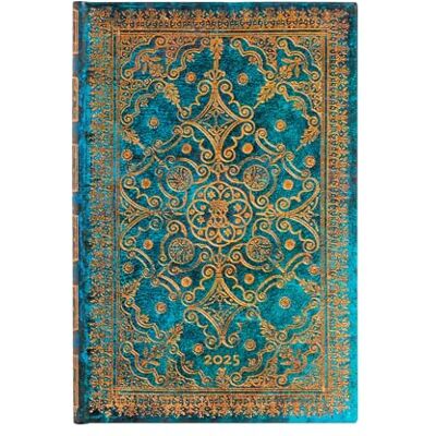 Paperblanks Azure (Equinoxe) Mini 12-month Verso Hardback Dayplanner 2025 (Elastic Band Closure): tydzień na dwóch stronach, zamykany na magnes, papier 100 gsm Paperblanks Azure (Equinoxe) Mini 12-month Verso Hardback Dayplanner 2025 (Elastic Band Closure): tydzień na dwóch stronach, zamykany na magnes, papier 100 gsm