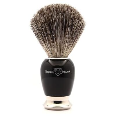Edwin Jagger Pure Badger takhår rakborste – ebenholts imitation, ändlock förnicklade Edwin Jagger Pure Badger takhår rakborste – ebenholts imitation, ändlock förnicklade