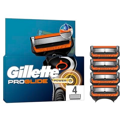 Gillette Proglide Power 4 ersättningsrakblad med dubbel smörjning före och efter blad och EverGlide-smörjning för otroligt djup och komfort Gillette Proglide Power 4 ersättningsrakblad med dubbel smörjning före och efter blad och EverGlide-smörjning för otroligt djup och komfort