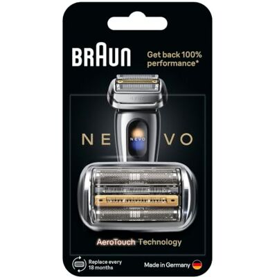 Braun NEVO Elektrisk rakapparat ORIGINAL ersättningsrakhuvud, få 100% effekt tillbaka, kompatibel med NEVO-rakapparater, silver Braun NEVO Elektrisk rakapparat ORIGINAL ersättningsrakhuvud, få 100% effekt tillbaka, kompatibel med NEVO-rakapparater, silver