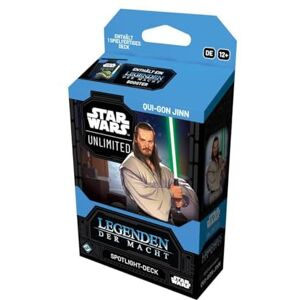 Fantasy Flight Games Asmodee – FFG – Star Wars: Unlimited Trading Card Game – Legender of Power – Spotlight Deck Qui-Gon Jinn – Exklusiva kort – TCG för barn och vuxna, ålder 12+, 2+ spelare, 20 minuter, tyska Fantasy Flight Games Asmodee – FFG – Star Wars: Unlimited Trading Card Game – Legender of Power – Spotlight Deck Qui-Gon Jinn – Exklusiva kort – TCG för barn och vuxna, ålder 12+, 2+ spelare, 20 minuter, tyska
