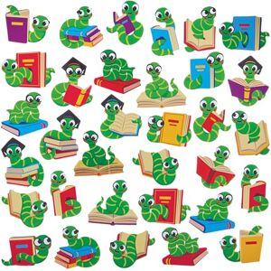 Baker Ross FN366 Book Worm Foam Stickers Förpackning med 150, Världsbokdagens klistermärken, konst och hantverksmaterial för skolor Baker Ross FN366 Book Worm Foam Stickers Förpackning med 150, Världsbokdagens klistermärken, konst och hantverksmaterial för skolor