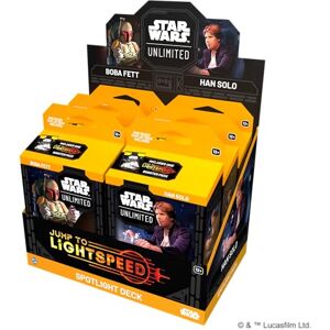 Asmodee Fantasy Flight Games Star Wars: Unlimited TCG Jump to Lightspeed SPOTLIGHT DECK DISPLAY Inkluderar 6 förbyggda däck med exklusiva kort, åldrar 12+, 2+ spelare, 20 minuters speltid Asmodee Fantasy Flight Games Star Wars: Unlimited TCG Jump to Lightspeed SPOTLIGHT DECK DISPLAY Inkluderar 6 förbyggda däck med exklusiva kort, åldrar 12+, 2+ spelare, 20 minuters speltid