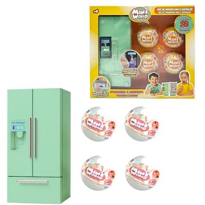 Bizak Mini World Kylskåp, grön, med 4 överraskningskapelser, samlarobjekt med minimat och isfunktion, inklusive tillbehör, för pojkar och flickor från 6 år (64501006-1) Bizak Mini World Kylskåp, grön, med 4 överraskningskapelser, samlarobjekt med minimat och isfunktion, inklusive tillbehör, för pojkar och flickor från 6 år (64501006-1)