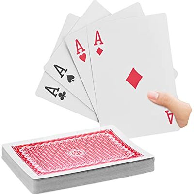 Relaxdays 10023627 Jumbo pokerkort, 54 kort, vattentäta XXL-plastspelkort, rolig present eller dekoration, 18 x 13 cm, färgglada Relaxdays 10023627 Jumbo pokerkort, 54 kort, vattentäta XXL-plastspelkort, rolig present eller dekoration, 18 x 13 cm, färgglada