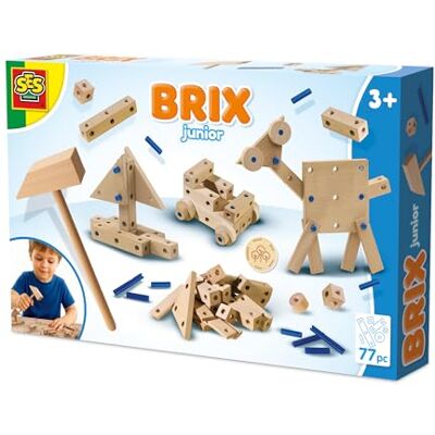Creative – Brix junior – byggset – byggleksaker – träbyggstenar – bygga med fantasi – med trädelar och trähammare – från 3 år Creative – Brix junior – byggset – byggleksaker – träbyggstenar – bygga med fantasi – med trädelar och trähammare – från 3 år