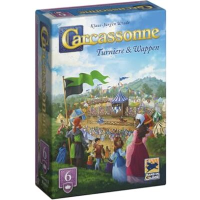Hans im Glück Carcassonne – turneringar och vapen (upplaga 2025), 6. Förlängning, familjespel, 2–6 spelare, 7 år, 50 minuter, tyska Hans im Glück Carcassonne – turneringar och vapen (upplaga 2025), 6. Förlängning, familjespel, 2–6 spelare, 7 år, 50 minuter, tyska