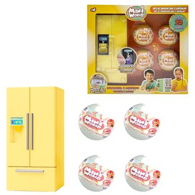 Bizak Mini World Kylskåp, gul, med 4 överraskningskapelser, samlarobjekt med minimat och isfunktion, inklusive tillbehör, för pojkar och flickor från 6 år (64501006-2) Bizak Mini World Kylskåp, gul, med 4 överraskningskapelser, samlarobjekt med minimat och isfunktion, inklusive tillbehör, för pojkar och flickor från 6 år (64501006-2)