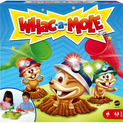 Mattel WHAC-A-MOLE-arkadspel för barn, med klubbor, ljus och ljud för en eller två spelare som är 4 år eller äldre, GVD47 Mattel WHAC-A-MOLE-arkadspel för barn, med klubbor, ljus och ljud för en eller två spelare som är 4 år eller äldre, GVD47