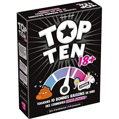 Asmodee Top Ten 18+, cocktailspel, brädspel från 14 år 4 till 9 spelare 30 minuter, franska Asmodee Top Ten 18+, cocktailspel, brädspel från 14 år 4 till 9 spelare 30 minuter, franska