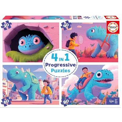 Educa 4-i-1 Friendly Dinosaurs progressiva Set med 20+40+60+80 bitar Progressivt lärpussel Från 4 år (20222) Educa 4-i-1 Friendly Dinosaurs progressiva Set med 20+40+60+80 bitar Progressivt lärpussel Från 4 år (20222)