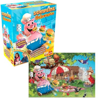 Goliath – Svarta grisar + pussel – exklusiv version med 24-bitars pussel – brädspel med början 4-åriga pussel – brädspel för 2–6 spelare – kul med vänner och Goliath – Svarta grisar + pussel – exklusiv version med 24-bitars pussel – brädspel med början 4-åriga pussel – brädspel för 2–6 spelare – kul med vänner och