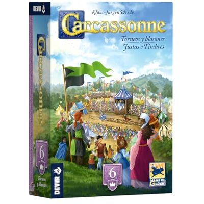 Devir Carcassonne: Turneringar och blasoner – Klassiskt brädspel expansion, strategi, kakelplacering, tävling och priser för 2–6 spelare (BGCARTBPS) Devir Carcassonne: Turneringar och blasoner – Klassiskt brädspel expansion, strategi, kakelplacering, tävling och priser för 2–6 spelare (BGCARTBPS)