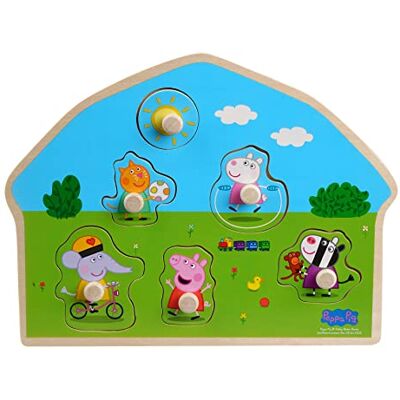 Barbo Toys Peppa Pig Houten puzzel met Knoppen Barbo Toys Peppa Pig Houten puzzel met Knoppen