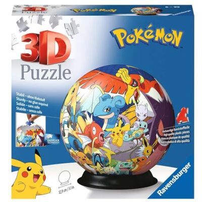 Ravensburger 3D Puzzle 11785 Pokémon pusselboll pusselboll gjord av tredimensionella pusselbitar för stora och små Pokémon-fans från 6 år och uppåt Ravensburger 3D Puzzle 11785 Pokémon pusselboll pusselboll gjord av tredimensionella pusselbitar för stora och små Pokémon-fans från 6 år och uppåt