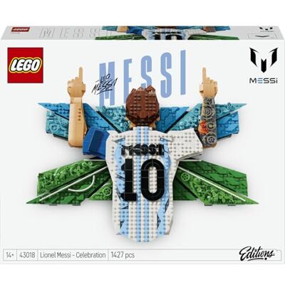 Lego Editions Lionel Messi – firande 43018 Leksak från 14 år, rumsdekoration för kontor eller sovrum, väggdekoration i 3D med fotbollstema, present, 1427 delar Lego Editions Lionel Messi – firande 43018 Leksak från 14 år, rumsdekoration för kontor eller sovrum, väggdekoration i 3D med fotbollstema, present, 1427 delar