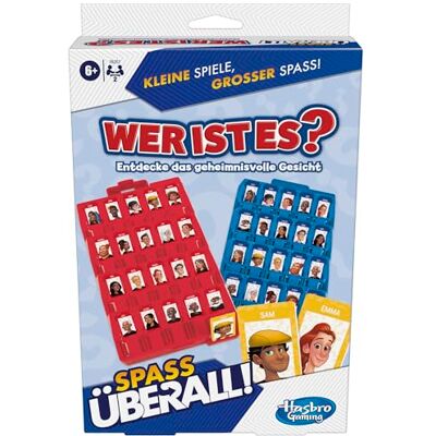Hasbro Vem är det?, gissningsspel för 2 spelare, kompakt, klassiskt spel, tysk version för vuxna och barn från 6 år, originell gåva och resespel för resor Hasbro Vem är det?, gissningsspel för 2 spelare, kompakt, klassiskt spel, tysk version för vuxna och barn från 6 år, originell gåva och resespel för resor
